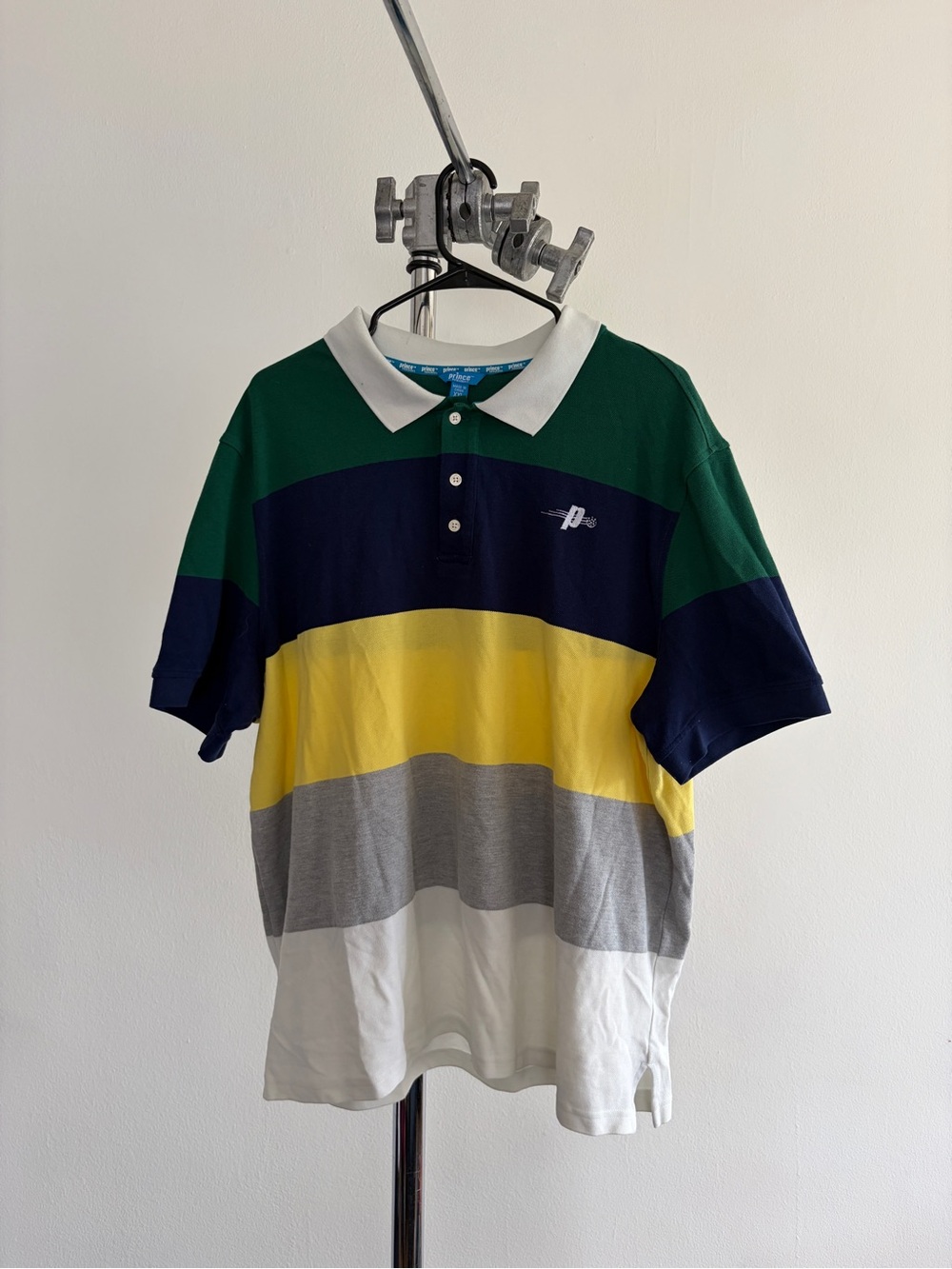 Prince Multicolor Striped Polo Shirt - Green Navy Yellow Gray White
